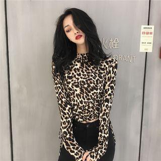 Long-sleeve Animal Print T-shirt As Shown In Figure - One Size