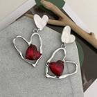 Hollow Heart Drop Earring 1 Pair - Red - One Size