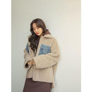 Two-way Faux-shearling Jacket Beige - Jf