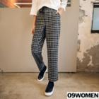 Tall Size Drawcord-waist Gingham Pants
