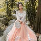 Long-sleeve Hanfu Top / Maxi  A-line Skirt  / Camisole / Set