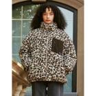 Snug Club Reversible Leopard-fleece Padded Jacket Beige - One Size