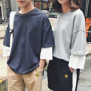 Couple Matching Mock Two-piece T-shirt