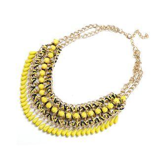 Fashion Elegant Plated Gold Geometric Tassel Yellow Necklace Golden - One Size