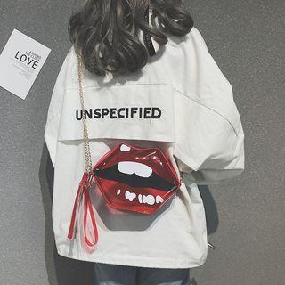 Lips Print Chain Strap Crossbody Bag