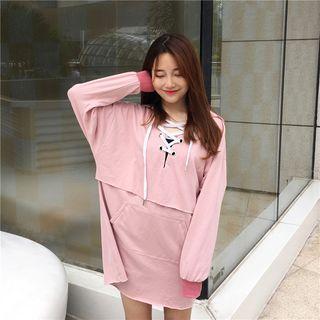 Lace-up Hoodie Mini Dress