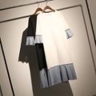 Striped Panel 3/4-sleeve Midi T-shirt Dress