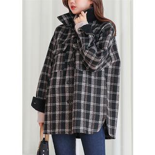 Tall Size Over-fit Wool Blend Shirt