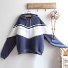 Frill-trim Hoodie Blue - One Size