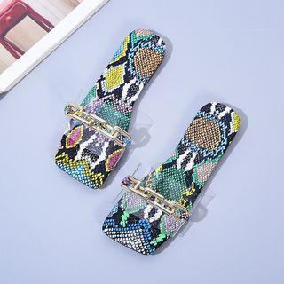 Chain Snake Print Slide Sandals