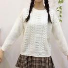 Cable-knit Top White - One Size