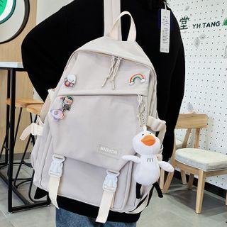 Plain Zip Backpack / Brooch / Bag Charm