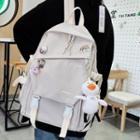 Plain Zip Backpack / Brooch / Bag Charm