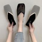 Square-toe Fishnet Flat Mules
