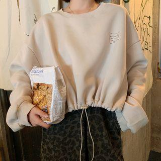 Lettering Drawstring Oversize Pullover