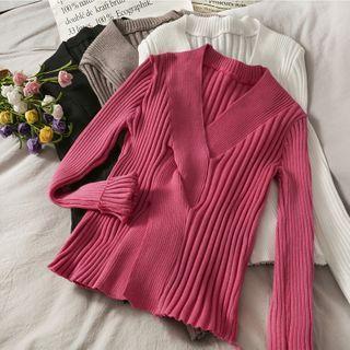 Details Skinny Wrapped Knit Top