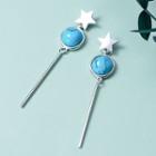 Turquoise Star Sterling Silver Dangle Earring 1 Pair - S925 Silver - Blue - One Size