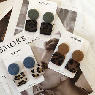 Leopard Print Chenille Square Dangle Earring