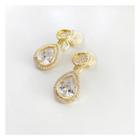 Rhinestone Alloy Drop Earring 1 Pair - Clip-on Earrings - Gold - One Size