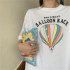 Balloon-print Short-sleeve Round Neck T-shirt