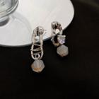 Irregular Rhinestone Asymmetrical Alloy Dangle Earring 1 Pair - Stud Earrings - Silver - One Size