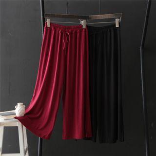 Cropped Drawstring Wide-leg Sweatpants
