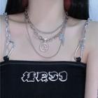 Rhinestone Pendant Layered Chain Necklace As Shown In Figure - One Size