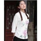 Floral Print 3/4 Sleeve Cheongsam Top