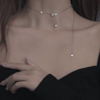 Butterfly & Star Sterling Silver Choker 1 Pc - Butterfly & Star Sterling Silver Choker - Silver - One Size