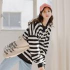 Striped Batwing-sleeve Pullover