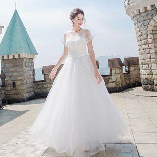 Cape-shoulder Wedding Dress