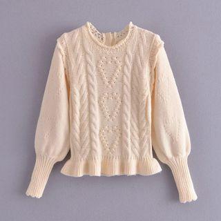 Ruffle Trim Sweater / Pencil Skirt