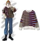 Striped Sweater Sweater - Red & Blue & Gray - One Size