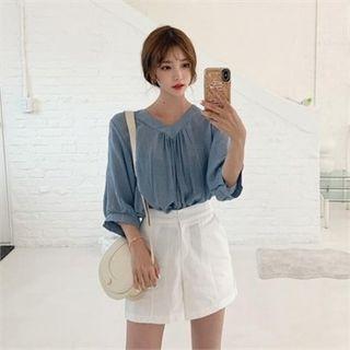 Balloon-sleeve Peasant Blouse