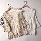 Short-sleeve Eyelet Lace Open-front Cardigan