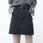 Denim A-line Skirt + Belt