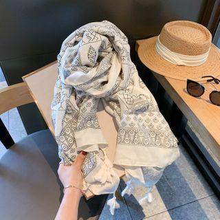 Patterned Scarf White - One Size