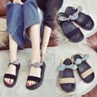Faux Leather Bow-accent Sandals