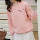 Mock Two-piece Letter Embroidered Pullover Pink - One Size