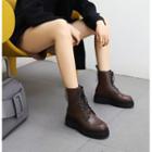 Lettering Platform Lace-up Short Boots