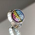 Sterling Silver Lettering Ring 1pc - Silver & Black - One Size