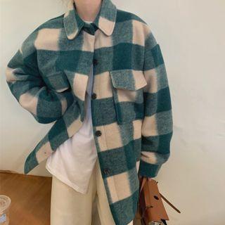 Collared Gingham Single-breasted Jacket