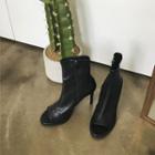 Peep-toe Pin-heel Short Boots