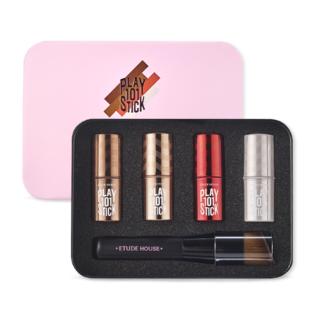 Etude House - Play 101 Stick Mini Selfie Kit: Play 101 Stick Mini 4pcs + Brush 1pc 5pcs