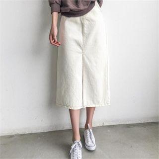 Stitched A-line Long Skirt