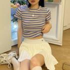 Short-sleeve Striped T-shirt Stripe - Blue & Yellow - One Size