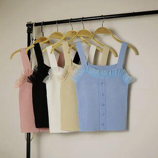 Mesh Panel Knitted Camisole Top