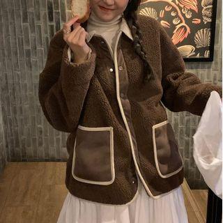 Two-tone Snap-button Fleece Jacket