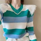 Striped Lace Trim Sweater
