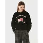 Rose-printed Sweatshirt Black - One Size